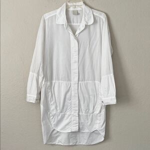 Malia Mills White Button-Up Tunic with Pockets in Size 6